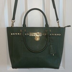 Michael Kors Green Traveler Studded Satchel/ Crossbody Bag